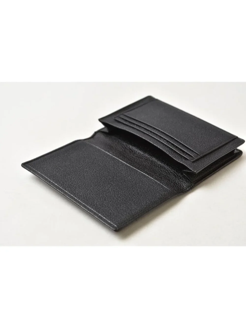 Bvlgari Card Case Business Logo Plate Leather Black Silver